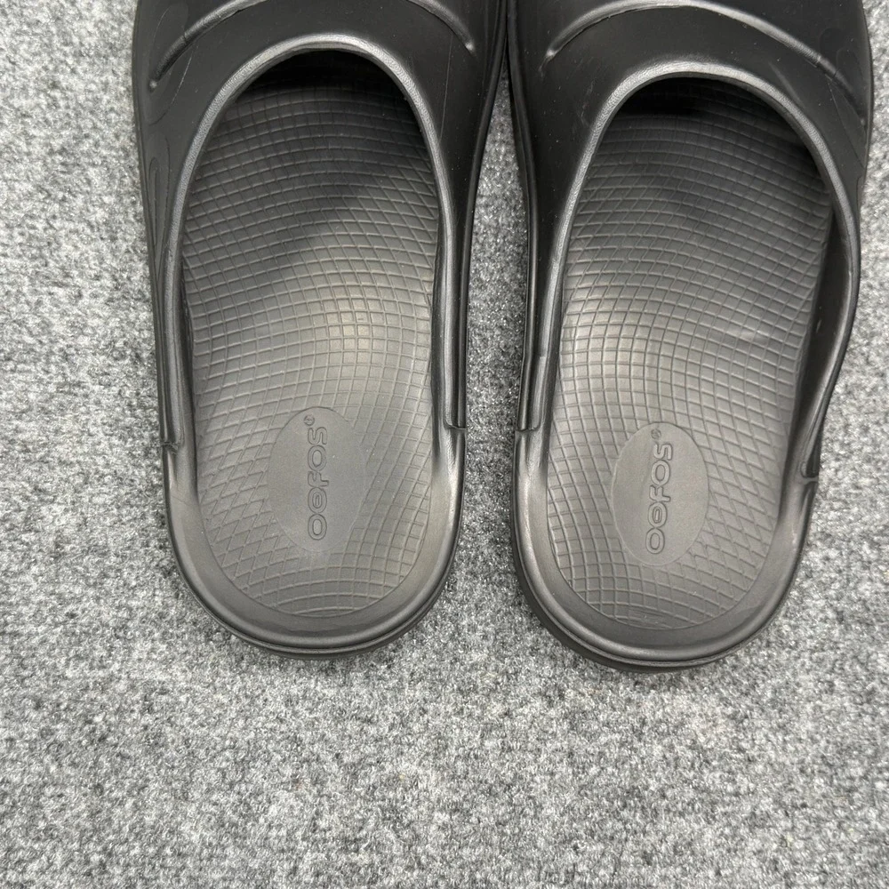 Oofos OOahh Sport Slide Sandals Men's 10 Black Athletic Running Recovery‎ Beach
